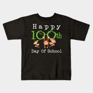 Happy 100 Days Of School Monkey 100Th Day School Teachers Kids T-Shirt